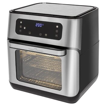 Аерофритюрниця ProfiCook XXL 9 автопрограм 1500 Вт 200 C Об'єм 11 л 4 рівні встановлення Нержавіюча сталь LED-дисплей Комплект аксесуарів PC-FR 1200, сталь-чорний