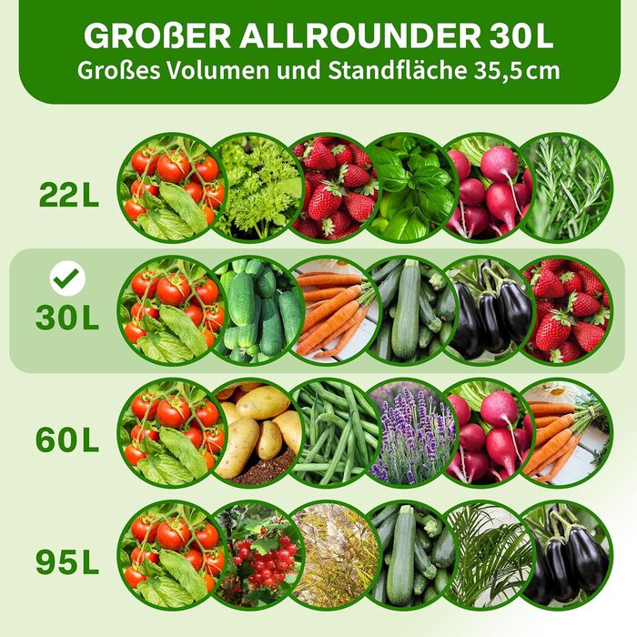 Мішки для посадки рослин з нетканого матеріалу об&39ємом 10 л, 30-літрові мішки для посадки з фетру та нетканого матеріалу щільністю 300 г/м, Горщики для рослин, Мішки для посадки, Мішки для вирощування для балкона, тераси, теплиці та саду, 30 літрів - На