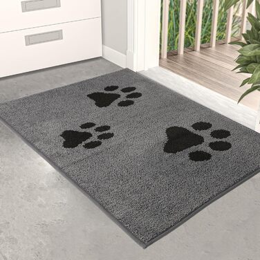 Килимок Mibao для прихожих 50 x 80 см, брудозбірний килимок для вхідних та задніх дверей, нековзні килимки для підлоги, можна прати в пральній машині, м&39який килимок для домашніх тварин, для брудного взуття та лап, сірий 50 x 80 см (прямокутна призма)