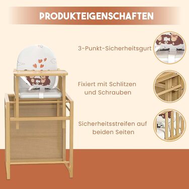 Комбінований дитячий стільчик Best for Kids легко трансформований дитячий стільчик-стілець дерев'яний дитячий стільчик зі столом і