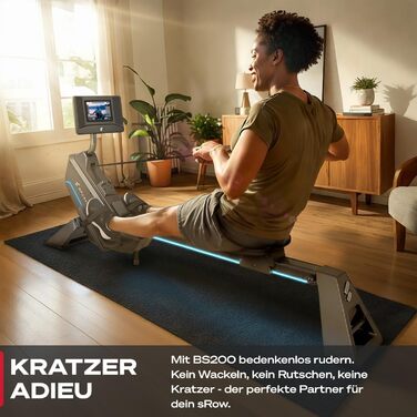 Гребний тренажер преміум-класу Sportstech sRow/10 дюймів/Lite для домашнього використання сенсорний дисплей/ручка - якісний німецький бренд - додаток з тренуваннями та курсами тренувань, складний гребний тренажер зі світлодіодною технологією, домашній спо