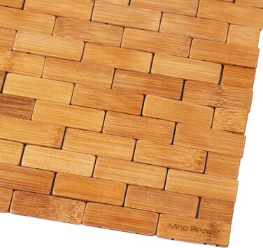 Колекція Mind Reader Bali, розкішний бамбуковий килимок для душу в рулоні, 23.5 'L x 16.5 W x 0.4 H, коричневий, коричневий