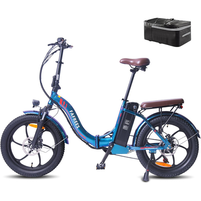 Складний велосипед Fafrees F20 PRO E-bike 20-дюймовий Fatbike з акумулятором 36V 18AH, офіційний складний чоловічий електронний велосипед жіночий 250W Shimano 7S, електричний велосипед 25 км / год, гірський велосипед Citybike Pedelec Aurora Blue