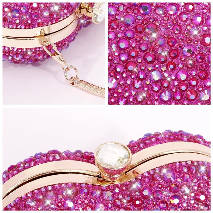 Клатч жіночий Серце, інкрустований стразами, міні-сумочка для вечірки, весілля або коктейлю, рожевий