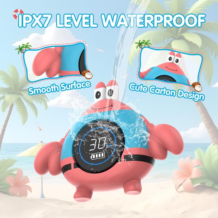 Дитячий термометр Babyelf, безпечний акумуляторний термометр для ванни, плаваюча іграшка для дитячого басейну для ванни з попередж