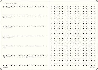 Тижневий календар та блокнот з крапкою, середній (A5) 2026, 12 місяців, лісово-зелений, німецький лісово-зелений, середній (A5), 1917 372523
