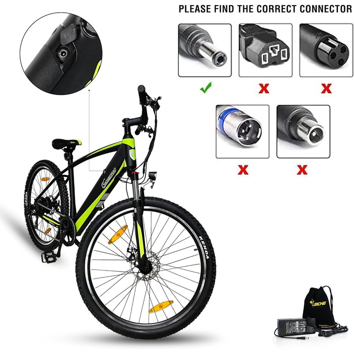 Зарядний пристрій LEICKE для електросамокатів та електровелосипедів 36 V / 42 V, 2 A, 84 W