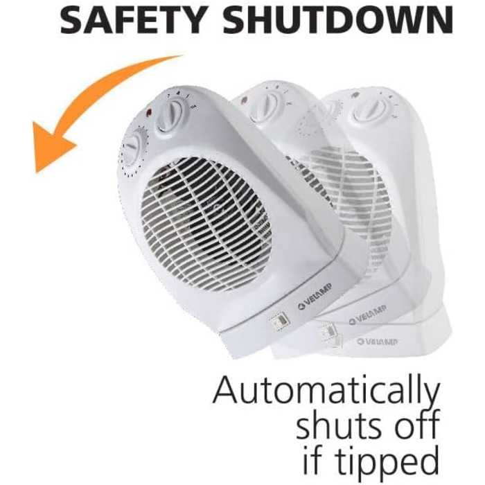 Фіксований вентилятор-обігрівач 2000 Вт, білий, з коливальною основою