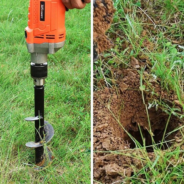 Набір садових бурів для акумуляторного шуруповерта (3 шт.) 4x42 см, 8x30 см, 4x20 см садові рукавички