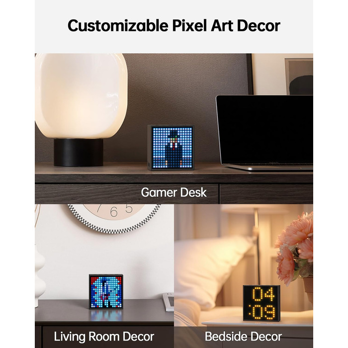 Портативний Bluetooth-динамік Divoom Timebox-Evo Pixel Art із програмованою світлодіодною панеллю 256, 3,9 x 1,5 x 3,9 дюйма (чорний)
