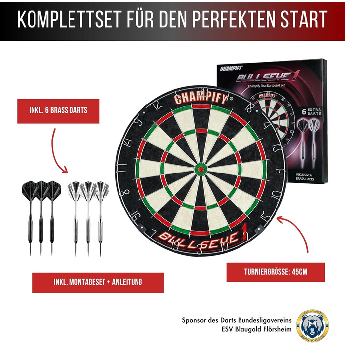 Мішень для дартсу Champify Steeldart, Bullseye 1 (сизаль, турнірний розмір)