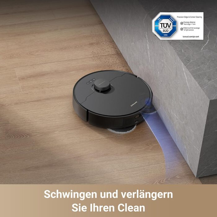 Вакуумний робот з функцією миття підлоги, компактна базова станція 28 см, автоматичне наповнення та спорожнення, інтелектуальна на