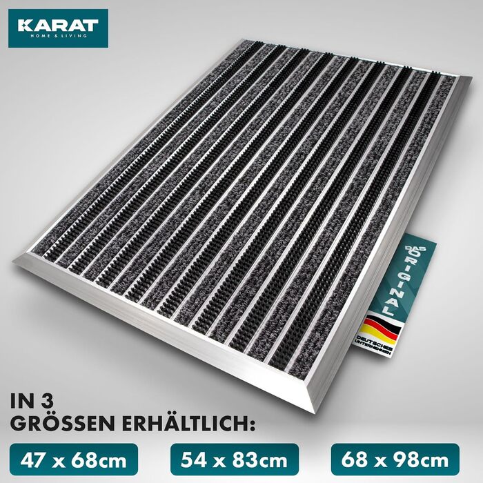 Килимок для дверей KARAT Spectral з алюмінієвою рамкою для використання всередині та зовні приміщень - стійкий до іржі та атмосферних впливів - килимок для передніх дверей - килимок для входу (текстильне волокно, ребристе/матове, 54 x 83 см)