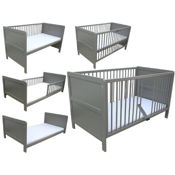 Дитяче ліжко, юніорське ліжко, приліжкове ліжко 140x70 см 3в1 з матрацом, сіре