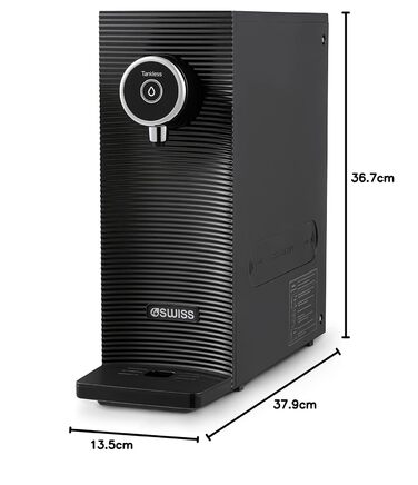 Система фільтрації 4SWISS для побутової води, 5-ступінчаста система прямого фільтрування питної води з трьома змінними картриджами та чотирма режимами дозування води (чорний)