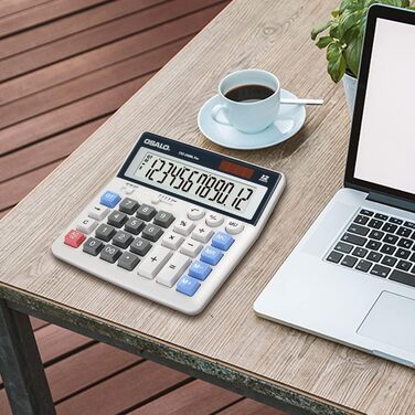 Калькулятор OSALO з великими кнопками, надзвичайно великий дисплей, 12-розрядний настільний калькулятор, офісний калькулятор (OS-200ML) світло-блакитний