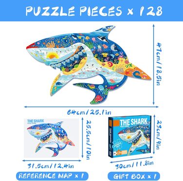 Дитячий пазл FORMIZON, 128 елементів, елементи пазла з тваринами, іграшка-пазл Океан, розвиваюча іграшка, дитячий пазл у подарунок