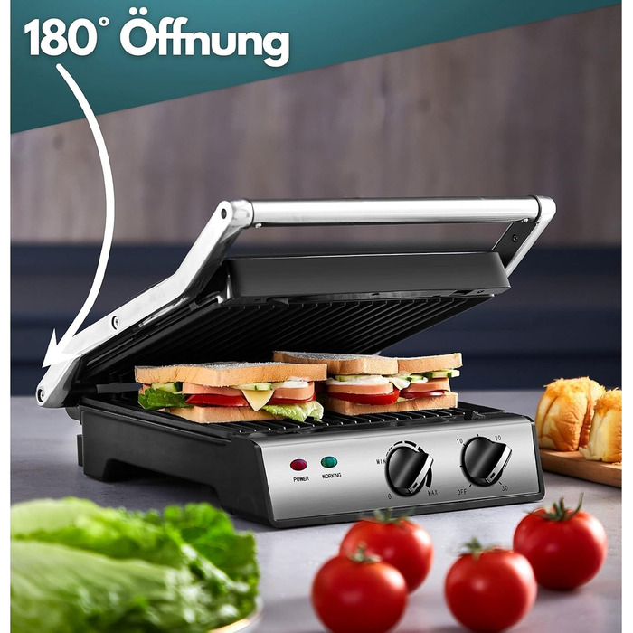 Контактний гриль знімні пластини 30-хвилинний таймер тостер для паніні тостер для бутербродів електричний настільний гриль контакт