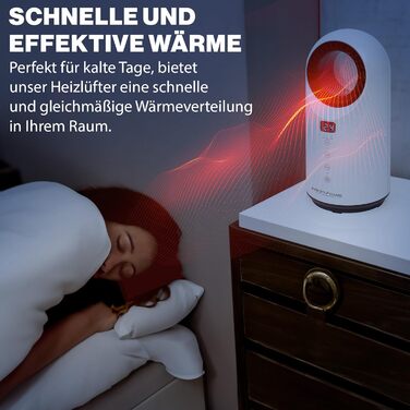 Керамічний нагрівач та настільний вентилятор ProfiCare 2-в-1 Регульований від 15 до 35 C Охолодження Вентилятор Керамічний нагрівальний елемент PTC Міцний вентилятор та нагрівач Пульт дистанційного керування в комплекті PC-HL 3086