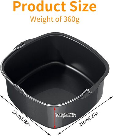 Форма для аерофритюрниці, термостійкі аксесуари для фритюрниці, багаторазова форма для торта, кошик для випічки хліба, форма для випічки праски з легким очищенням, аксесуари для фритюрниці для HD9925, HD9860, HD9905 01 (22 см)