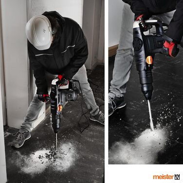 Відбійний молоток Meister 1600 Вт, MAH1600-1 - патрон SDS-Max - енергія удару 25 Дж - антивібраційна рукоятка - з плоским та гострим зубилом/відбійним зубилом у кейсі/зубило/молоток / 5453050 MAH1600-1 1600 Вт
