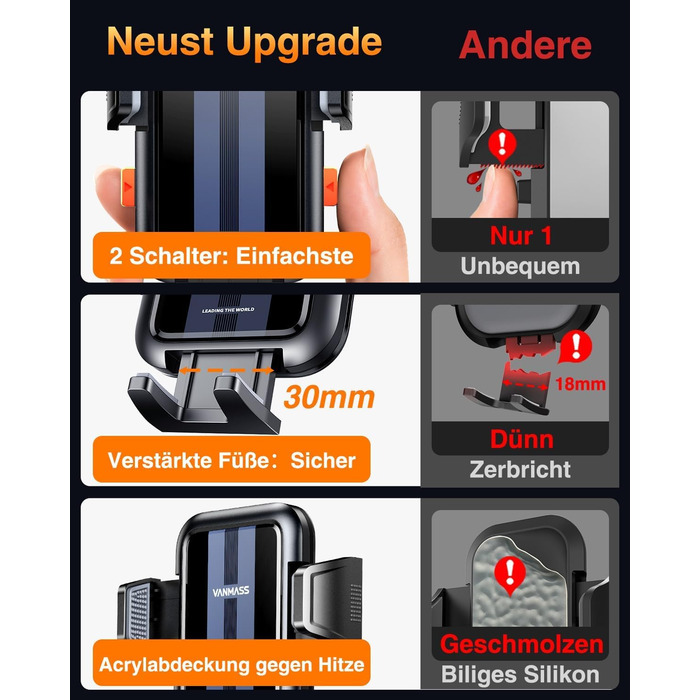 Справжній військовий клас Автомобільний тримач для мобільних телефонів Краща присоска і NEUST Ver. CTVK61 4 в 1 тримач для мобільн