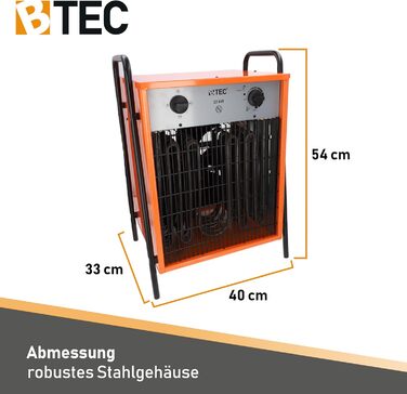 Тепловентилятор 22000 Вт - Електричний обігрівач - 3 режими нагріву - Монітор замерзання - Ідеально підходить для будівельного май