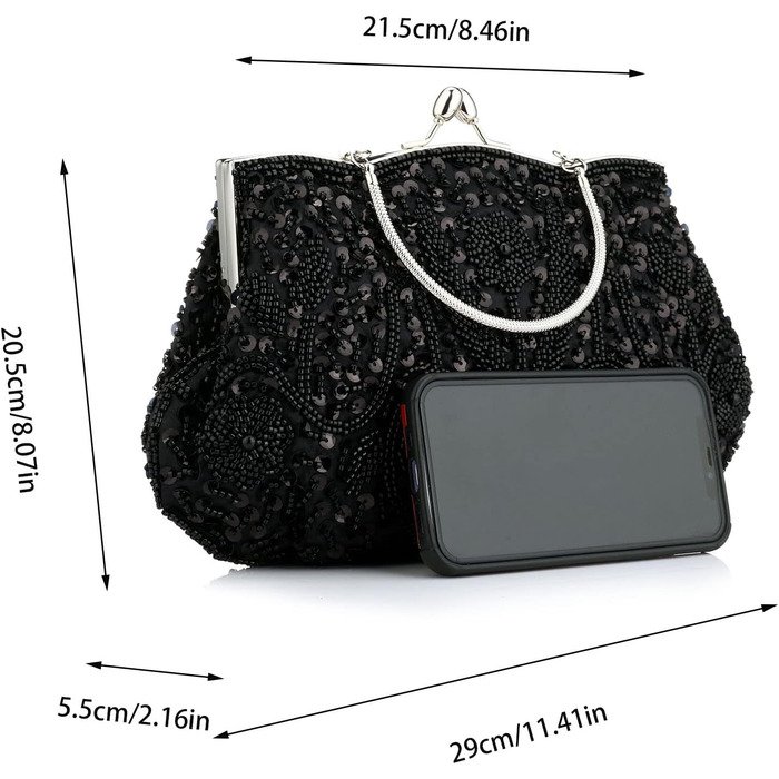 Жіноча клатч-сумочка з перлами ручної роботи, вечірня сумочка для вечірок та весіль (Чорна)