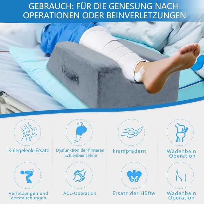 Ергономічна подушка для підняття ніг з регулюванням висоти, для використання після операцій, травм або для відпочинку - подушка для підняття ніг, подушка для лімфодренажу для підняття ніг