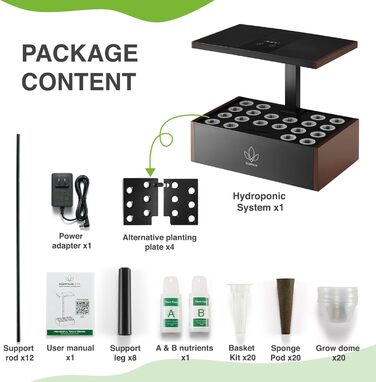 Гідропонна система вирощування Scentalis із повним спектром рослинної лампи - вкладиш від 12 до 20 стручків - Кімната гідропонна теплиця та трав&39яний сад - Для рослин, овочів і фруктів - Розумна гідропонна система