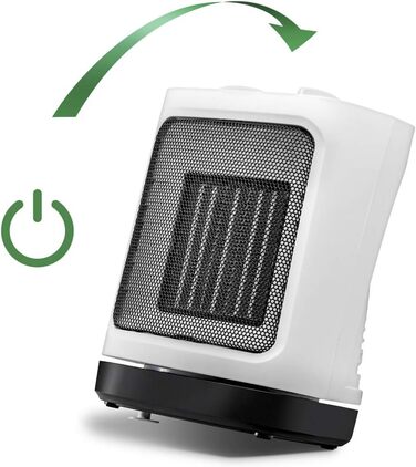 Керамічний вентилятор-обігрівач TROTEC TFC 17 E Теплова потужність 1200 Вт / 2000 Вт Електричний обігрівач з термостатом, розмір приміщення від 24 м до 60 м, функція коливання 60 1200 Вт / 2000 Вт - функція коливання