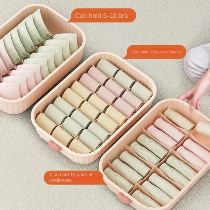 Універсальна коробка для зберігання білизни та шкарпеток, настінний органайзер зі стильним оздобленням, безпечні відділення для внутрішнього декору. BB Як показано на фото