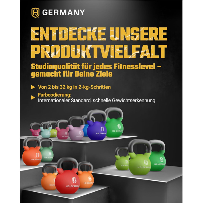 Гіря неопренова HQ Germany (оптимальний захист підлоги) 16 кг (діапазон 2-32 кг)
