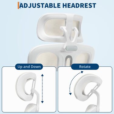 Ергономічне офісне крісло, крісло з повітропроникної сітки з підголівником, регульованою поперековою опорою від 90 до 135, висувною та поворотною на 360 підставкою для ніг, для дому та офісу, бежевий 2