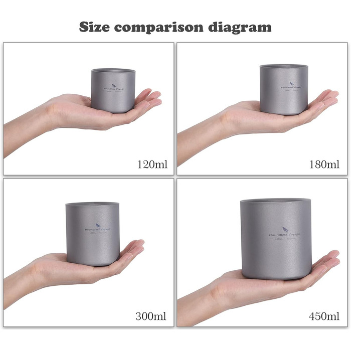 Безмежна подорож 4 в 1 титанова кружка міні-ізольована двостінна чашка для кемпінгу на відкритому повітрі складна кава/чай посуд легкий міцний посуд для щоденного використання, походів Ti3032D