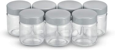 Змінні баночки для йогуртниць, баночки для йогуртів з кришками (7 x 150 мл), підходять для йогуртових машин SEVERIN JG 3516 / JG 3518 / JG3519 / JG 3520 / JG 3521 і JG 3525, сірі, EG 3513