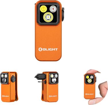 Міні-світлодіодний ліхтарик OLIGHT Oclip Pro з прожектором, сфокусованим світлом та червоним світлом, яскравий акумуляторний ліхтарик 500 люменів USB-C, лампа-кліпса IPX6, невеликий миготливий ліхтарик для бігунів та кемпінгу (помаранчевий)