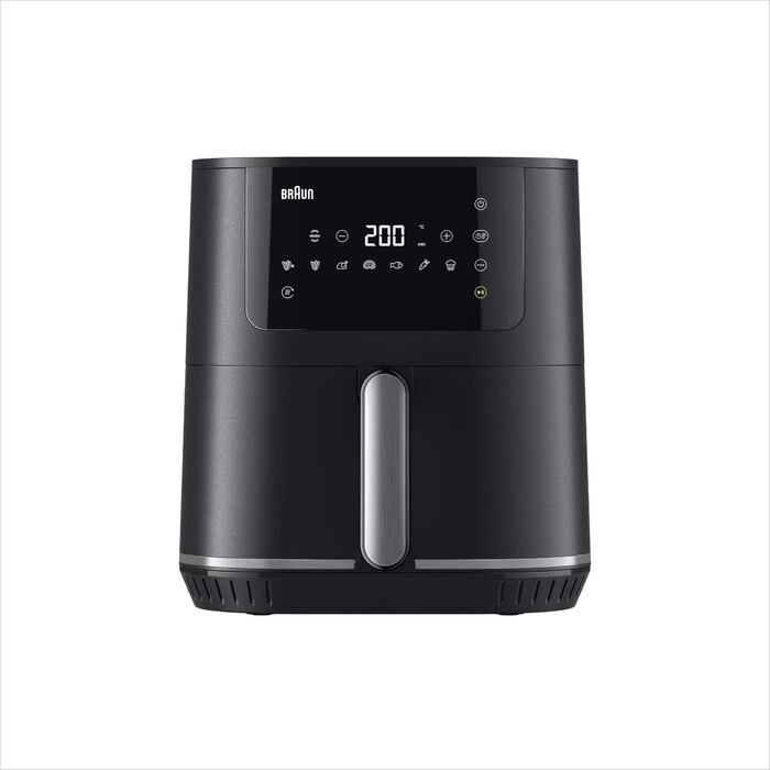 Аерофритюрниця Braun MultiFry 5 для здорового приготування страв, 8 програм, чаша 6 л без PFAS, 80-200 C, 1700 Вт, матово-чорна (HF 5034I BK)
