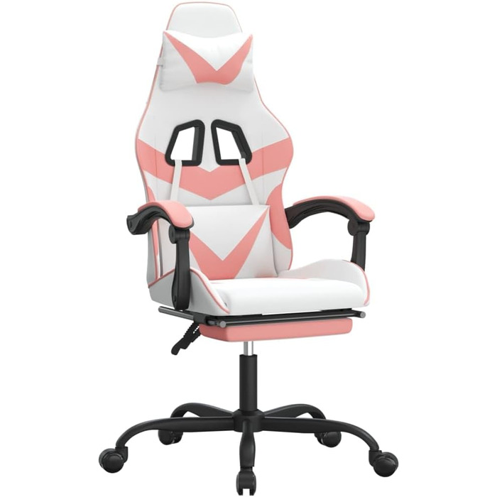 Обертове ігрове крісло з підставкою для ніг, біле та рожеве, штучна шкіра, меблі, крісло-реклайнер, крісло, письмове крісло для вітальні, спальні, модель 349564