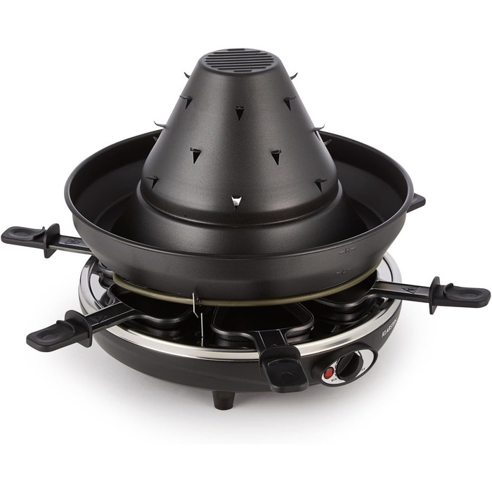 Настільний гриль, електрогриль, тартарний капелюх, 1500 Вт, плавно регулюється, гриль, запікання, сковорода-гриль, на 6 осіб, антипригарне покриття, чорний