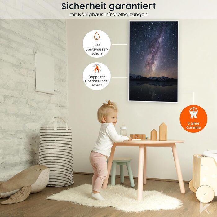 Інфрачервоний обігрівач Knighaus Custom Image & Photo з TV SD та 5-річною гарантією - Зроблено в Німеччині (завантажте власне зображення та створіть унікальний виріб) (800 Вт - біла рамка) - вкл. термостат 800 Вт - біла рамка