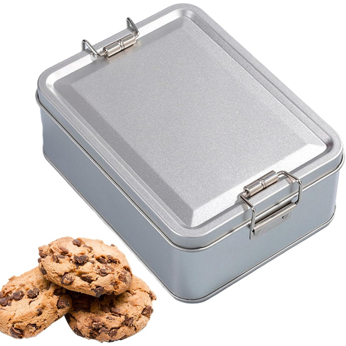 Металева коробка для зберігання прямокутна банка з білого металу з надійною кришкою, герметичні багатоцільові контейнери для кави, чаю, прикрас, цукерок, шоколаду для кухні, комори, сріблястого кольору