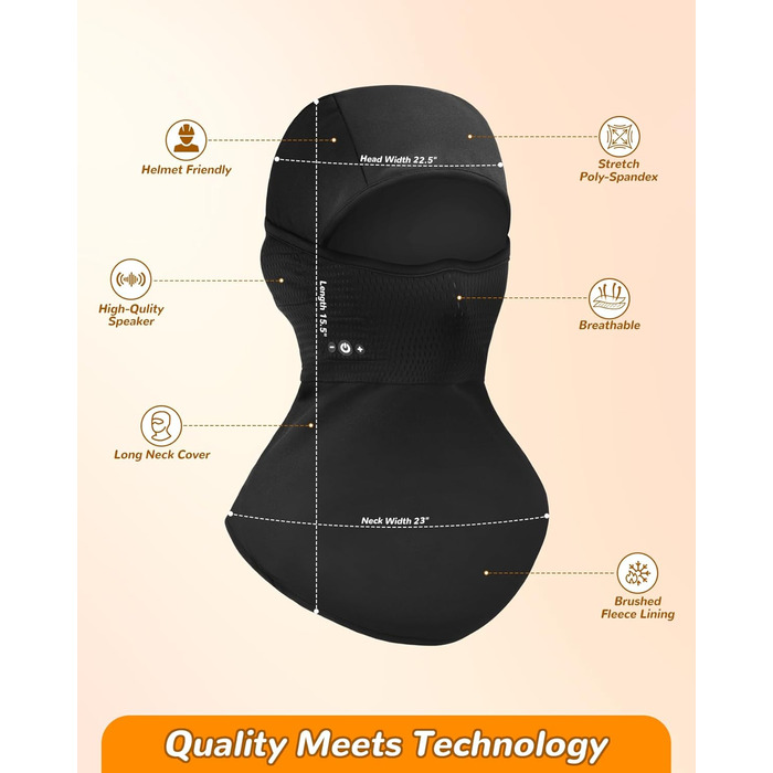 Лижна маска-балаклава з Bluetooth-навушниками, спорядження для холодної погоди для катання на лижах, сноуборді та мотоциклі, унікальні технічні подарунки для чоловіків та жінок