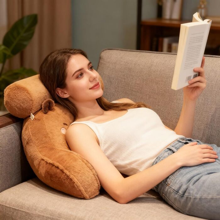 Плюшева подушка для читання у формі капібари, 59,9 см, м&39яка подушка у формі капібари для дорослих та дітей, мила плюшева подушка для спинки з підлокітниками та тваринами, м&39яка, зручна подушка для читання у формі капібари для ліжка та дивана, коричне
