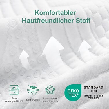 Наматрацник Novilla 80x200 см H2/H3, наматрацник з холодної піни 80x200 заввишки 5 см - протиковзкий, пральний наматрацник для матраців, ліжок з пружинним блоком та гостьових ліжок, сертифікований Oeko-Tex 5 см 80x200 см