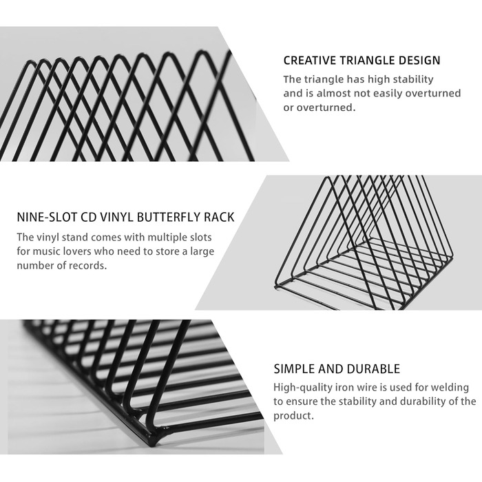 Секційна металева підставка для журналів, настільне сховище для платівок, тримач для вінілових платівок на 9 слотів, для офісу, документів, журналів, чорний колір, 2-