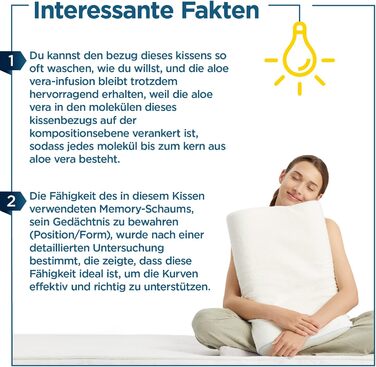 Ортопедична подушка - подушка для підтримки шиї, подушка для сну, подушка з піни з ефектом пам&39яті, валик, подушка для зняття болю в шиї - регульована висота, чохол з алое вера, медична допомога 1