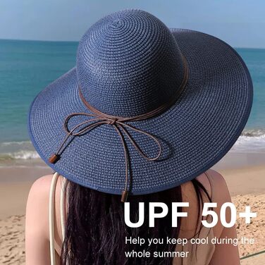 Жіночий солом&39яний капелюх з широкими полями DRESSHOW, складний пляжний капелюх від сонця, UPF 50