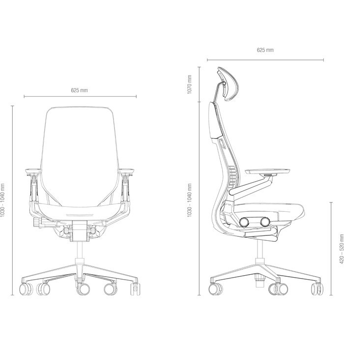 Ергономічне офісне крісло Steelcase Gesture з підлокітниками на 360, 3D-функцією поперекової підтримки Live Back, регульованим підголівником, чорне, 66 x 62,5 x 107 см