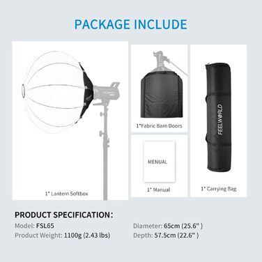 Ліхтар Софтбокс, LED світло Studio Photo Studio Set Аксесуари, Bowens Bracket, з тканинними дверима сараю, сумка для перенесення, для портретного товару YouTube Tiktok Відео Фотозйомка Ліхтар Softbox 65CM, 65 65